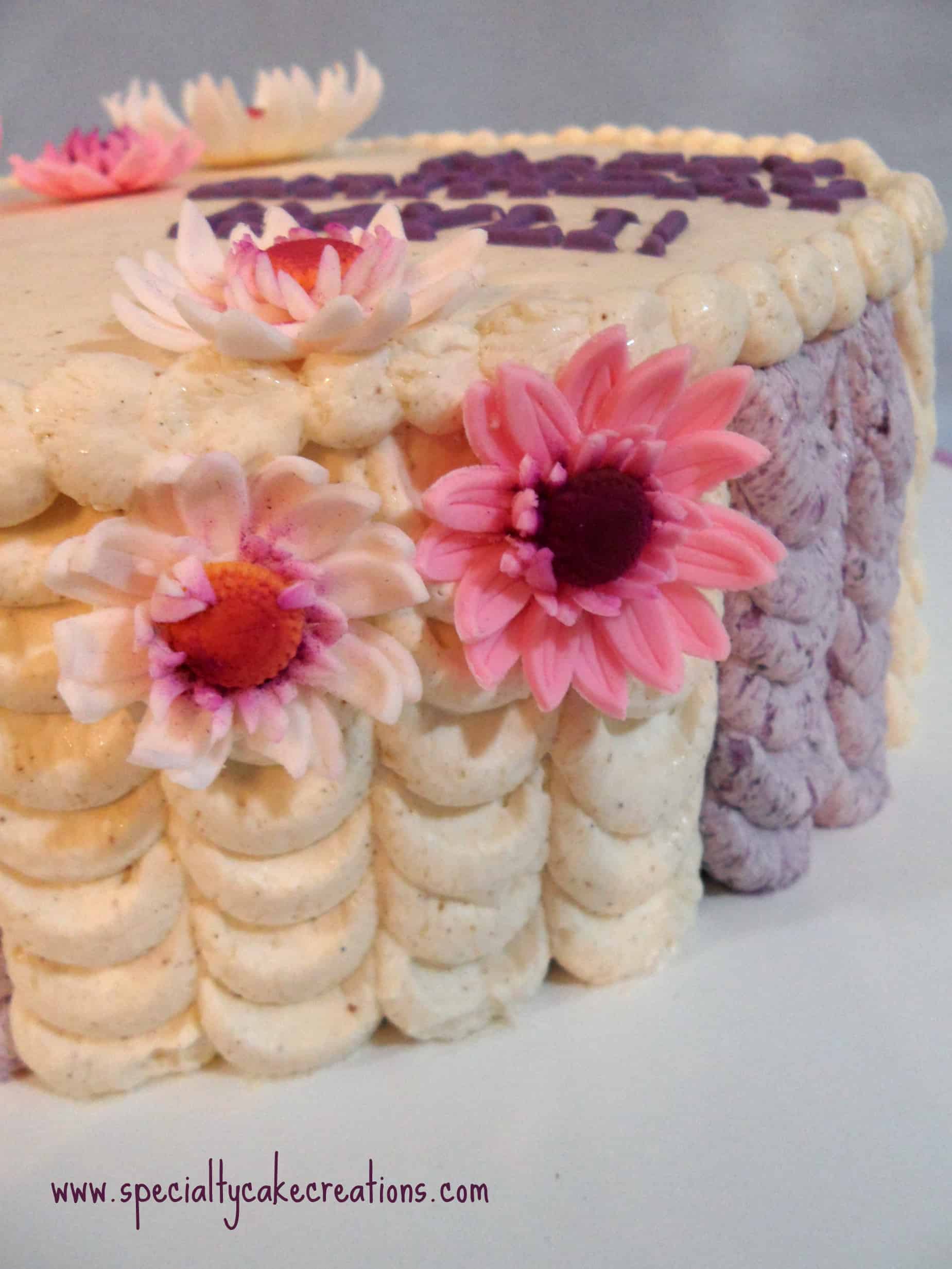 Side of Decorated Ube Cake