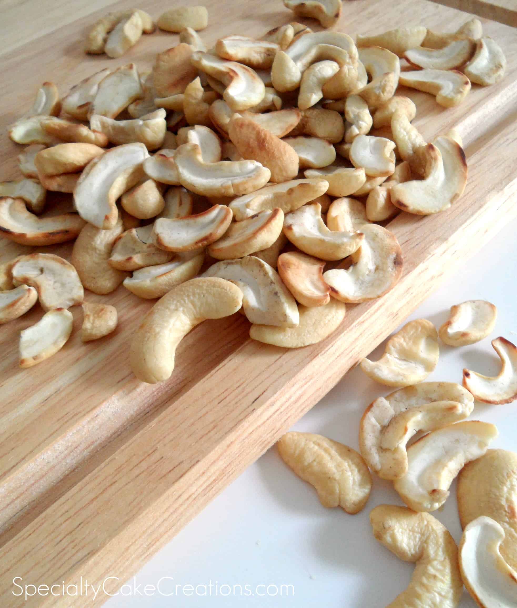 Cashews on Cutting Board