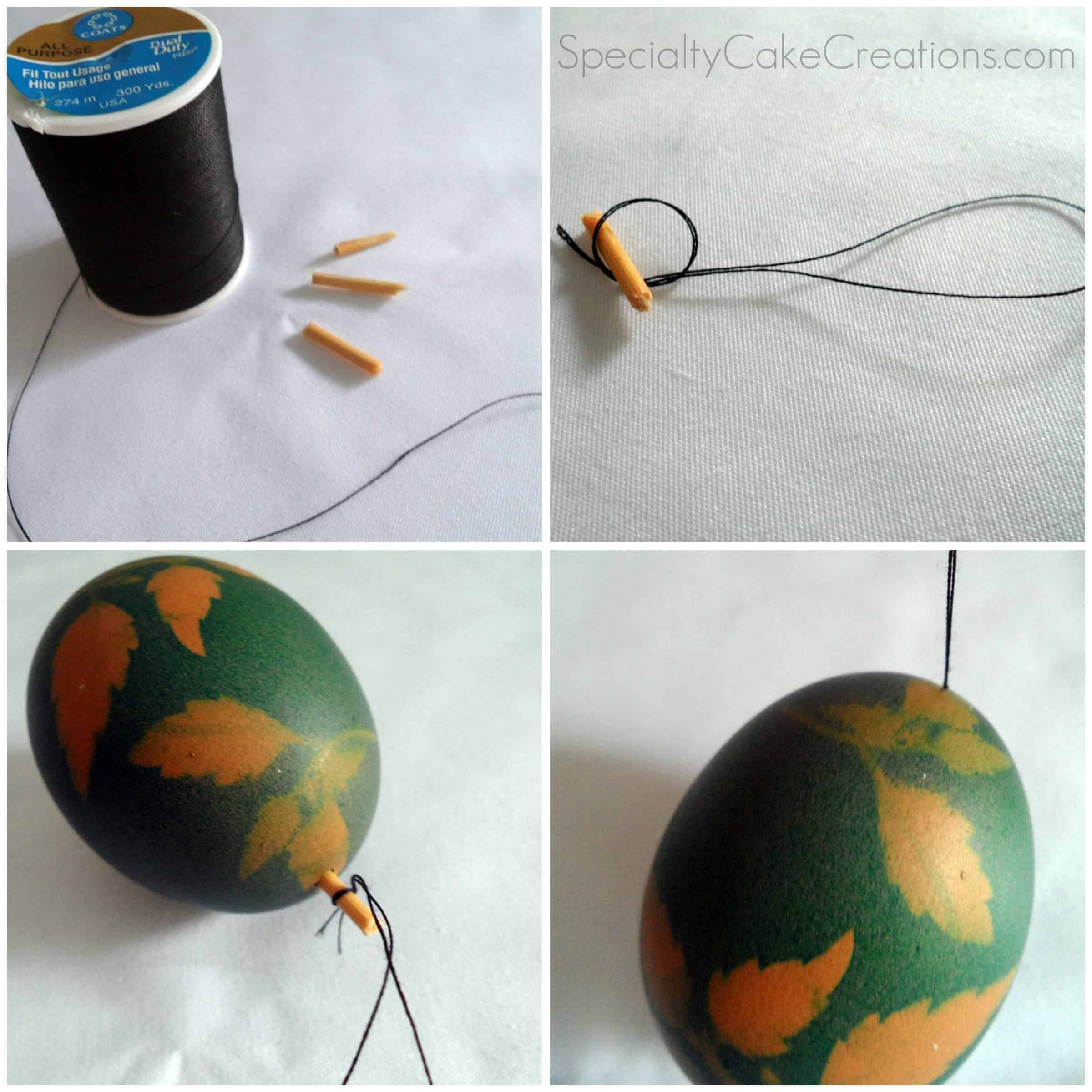 Stenciling Eggs with Leaves