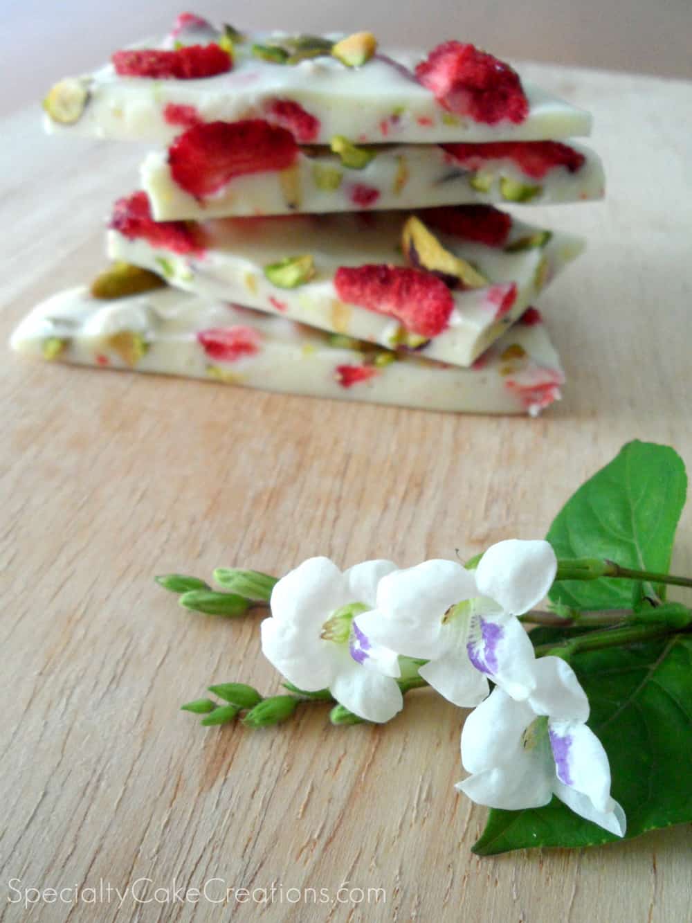 Colorful White Chocolate Bark with flower