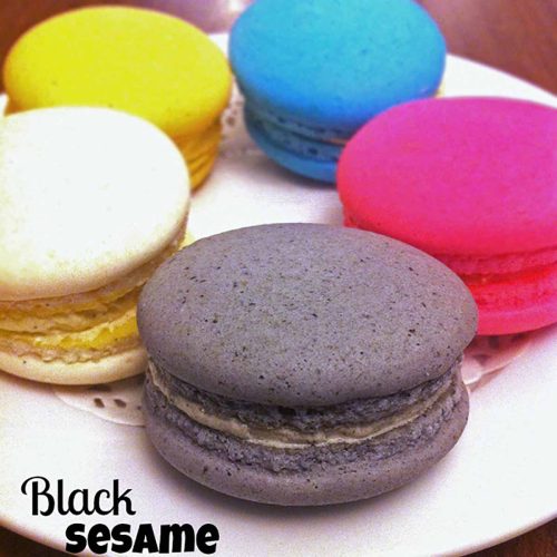Colorful Black Sesame Macaron Recipe