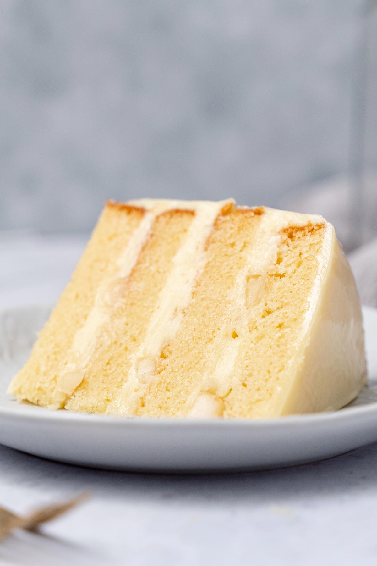 slice of cake with Swiss meringue buttercream filling