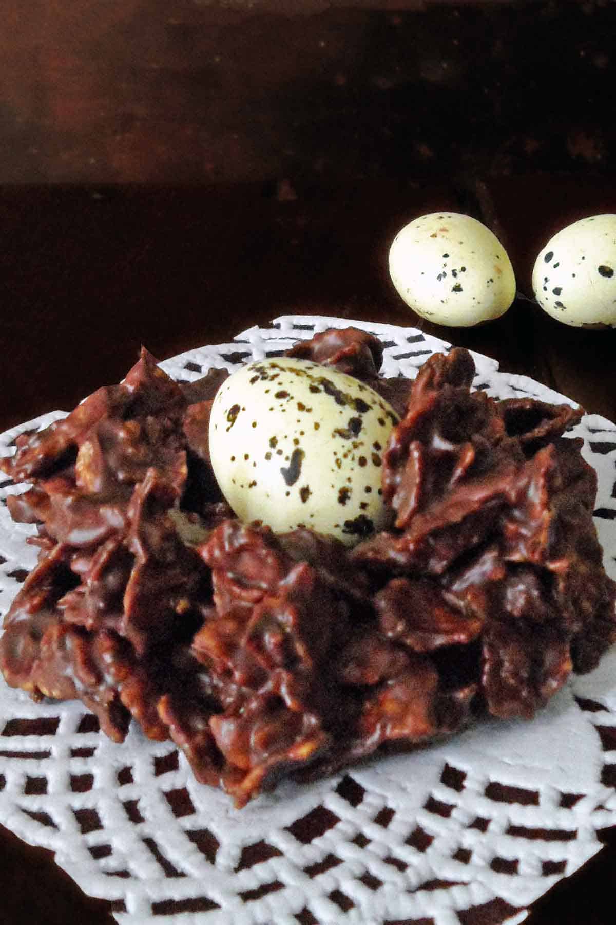 cornflakes chocolate nest with candy egg