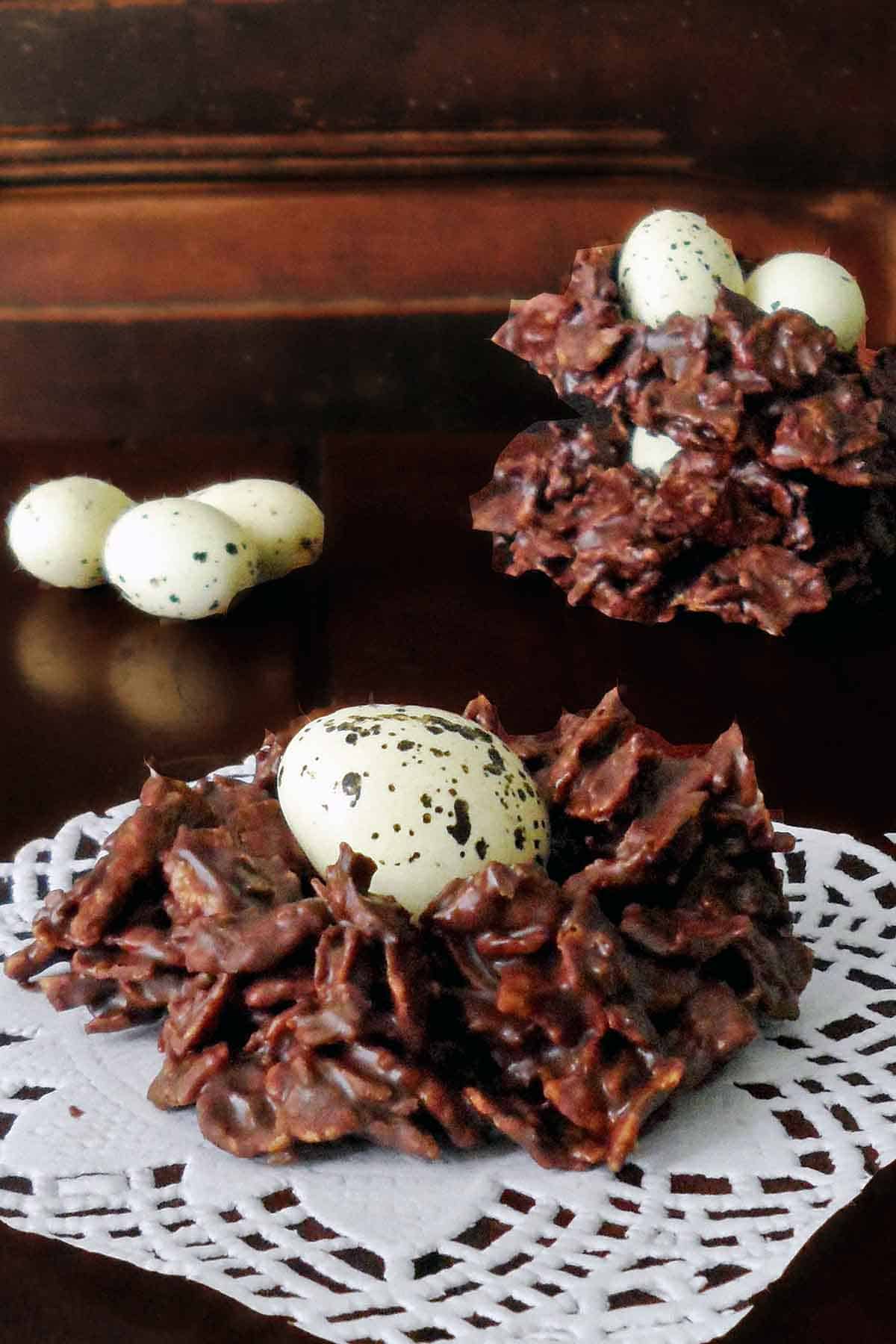 cornflakes chocolate nests with candy eggs