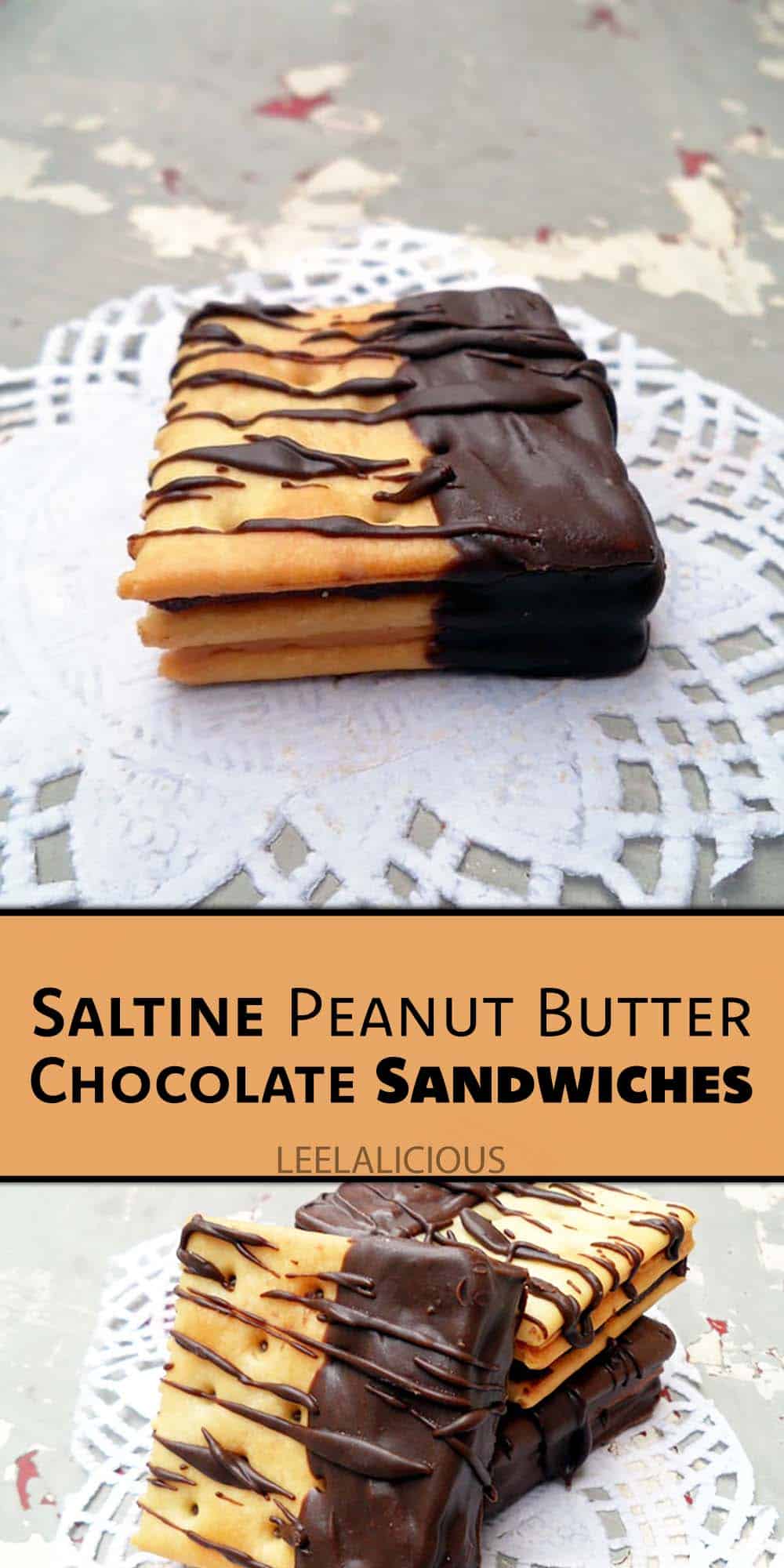 Saltine Peanut Butter Chocolate Sandwiches