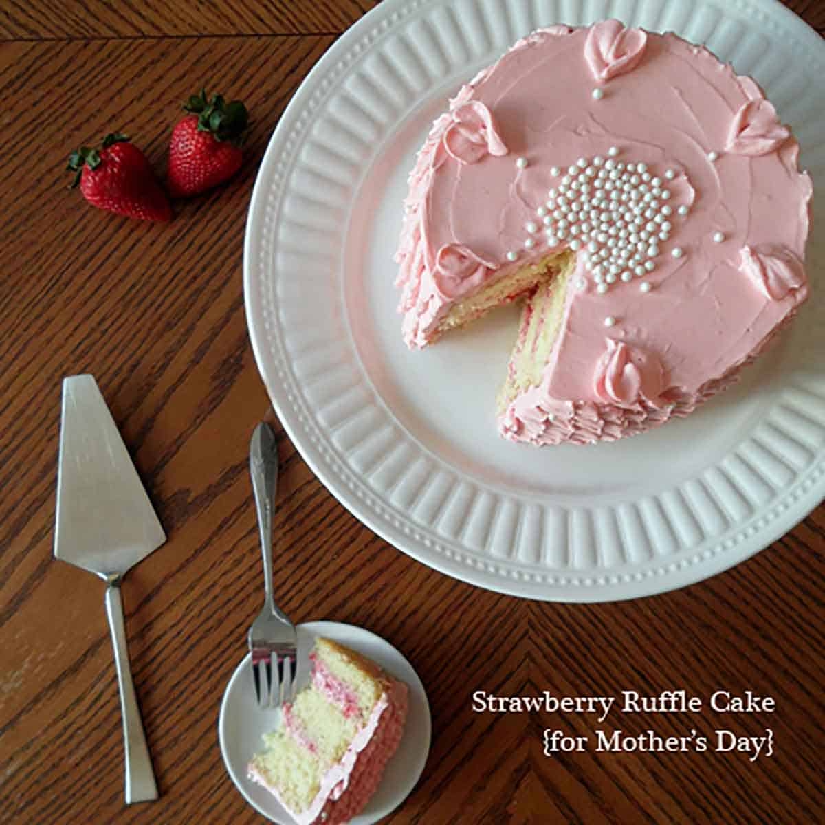 Easy Strawberry Almond Cake with Whipped Cream Frosting