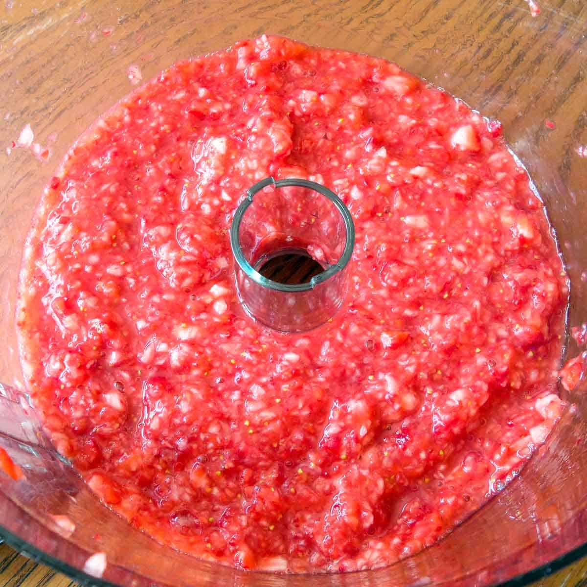 strawberry puree in food processor
