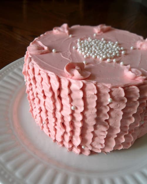 Pink Strawberry Ruffle Cake