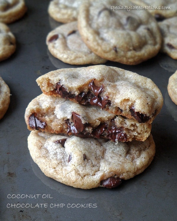Inside of Coconut Oil Chocolate Chip Cookie