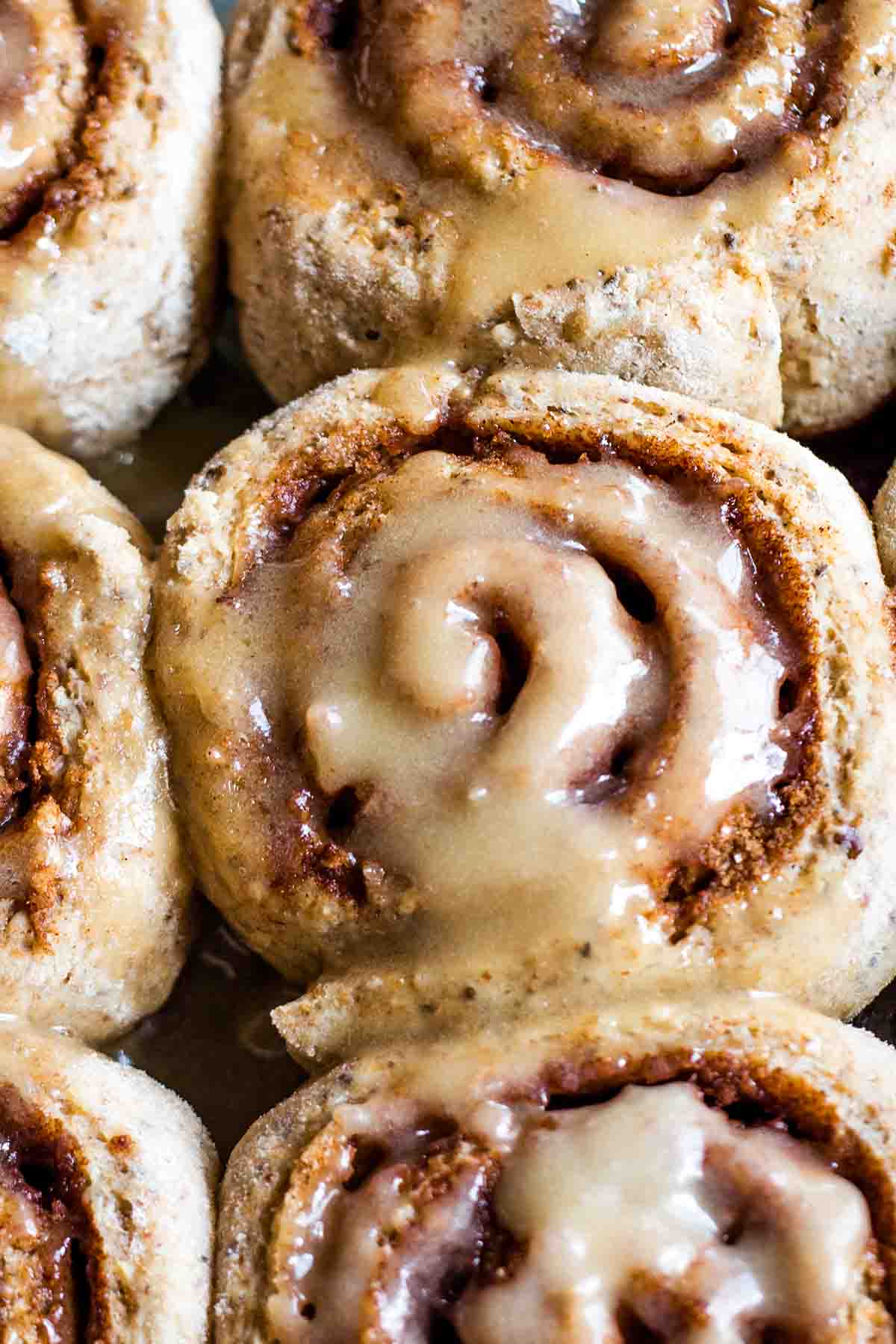 Healthy cinnamon rolls with glaze topping