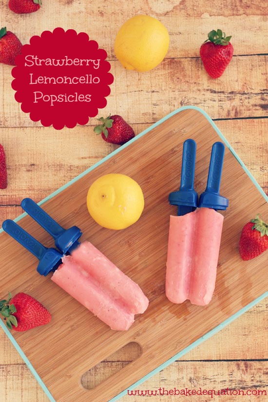 Pink Strawberry Lemoncello Popsicles