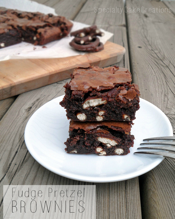 Fudge Pretzel Brownies on Plate
