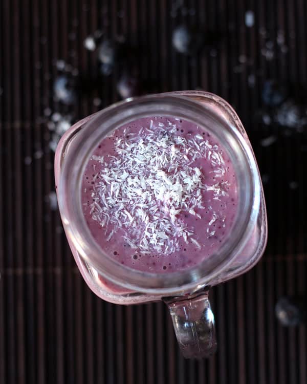 Blueberry Smoothie with Shredded Coconut