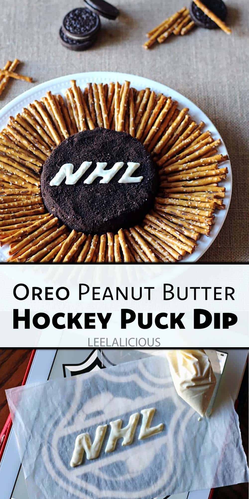 Oreo Peanut Butter Hockey Puck Dip