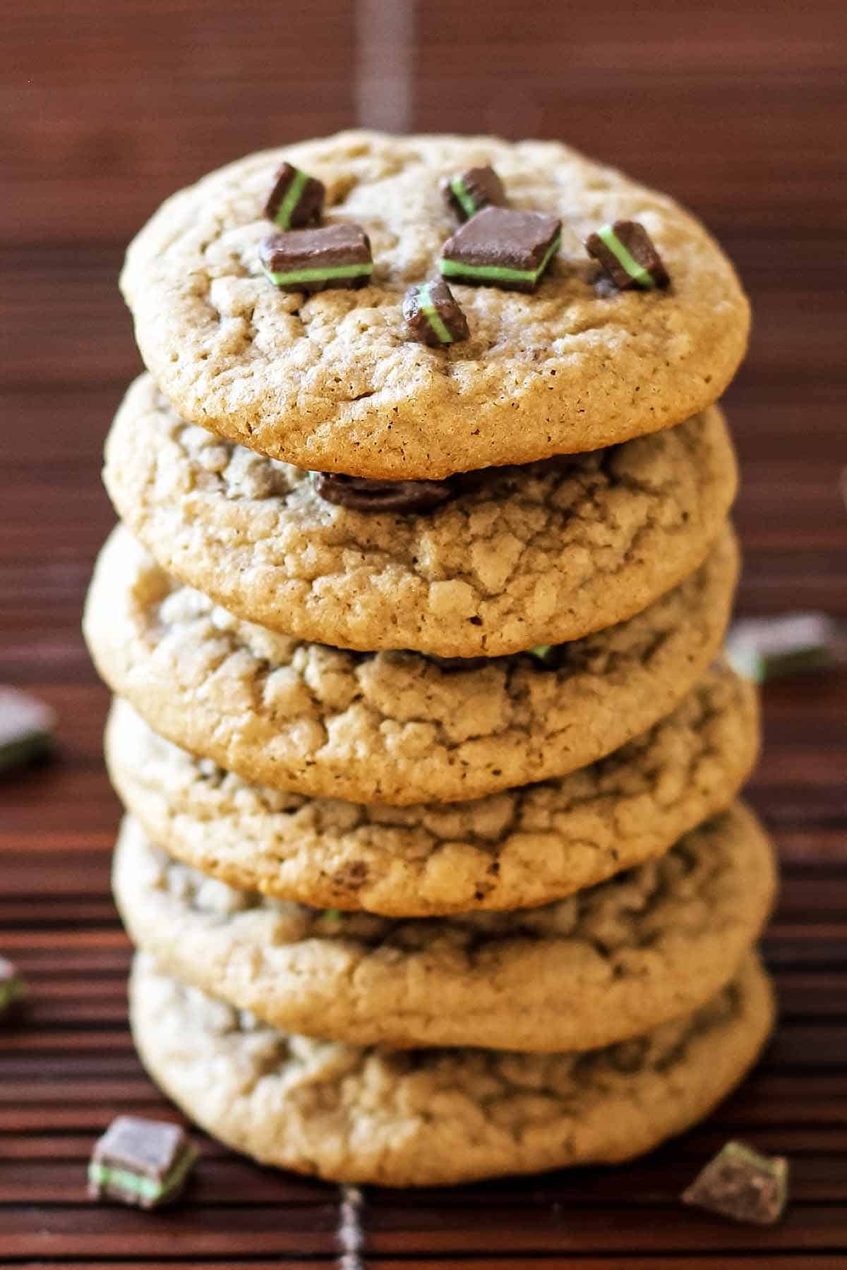stack of andes chocolate mint cookies