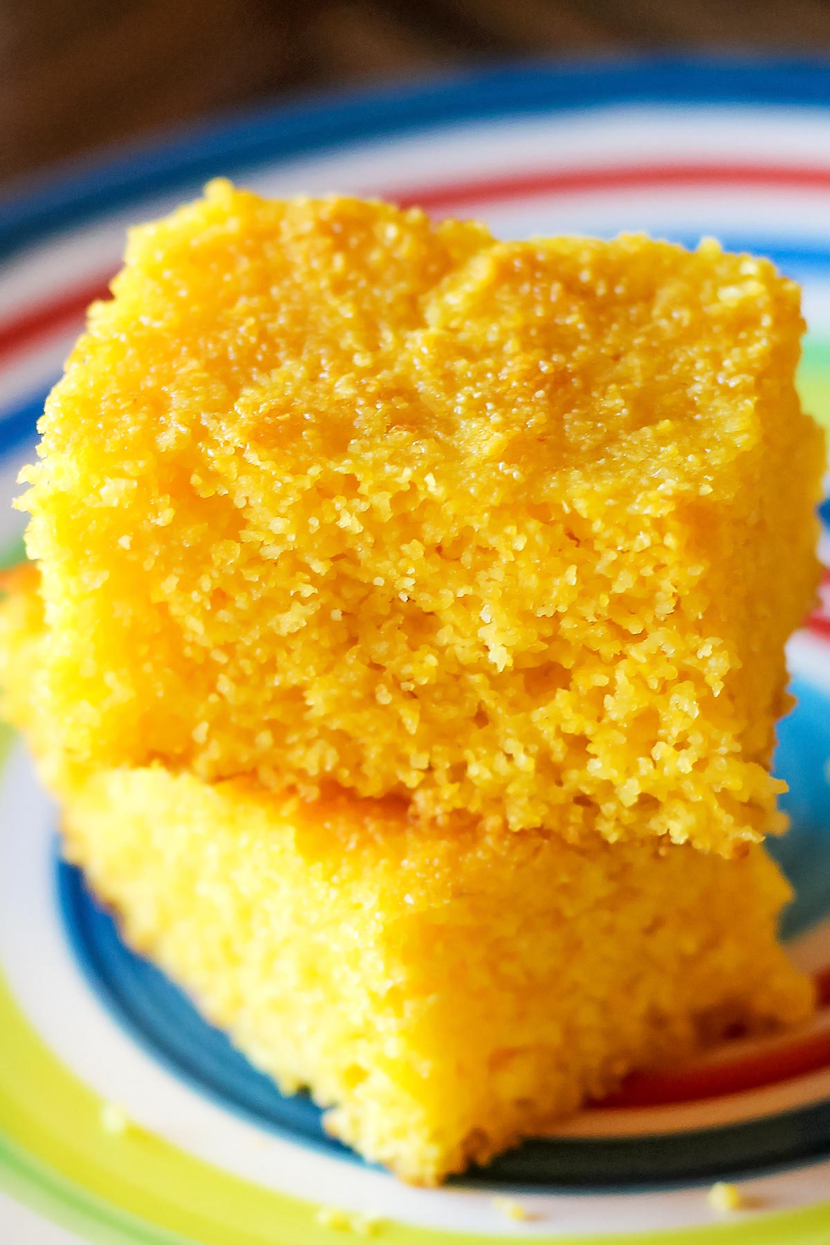 Stack of two pieces of gluten free cornbread
