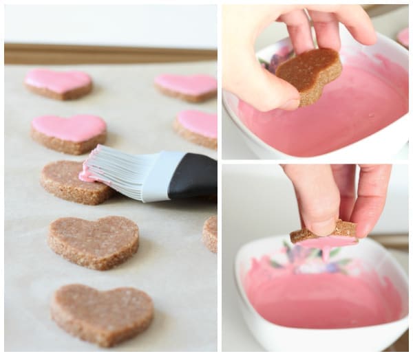 Glazing Valentine's Heart Cookies