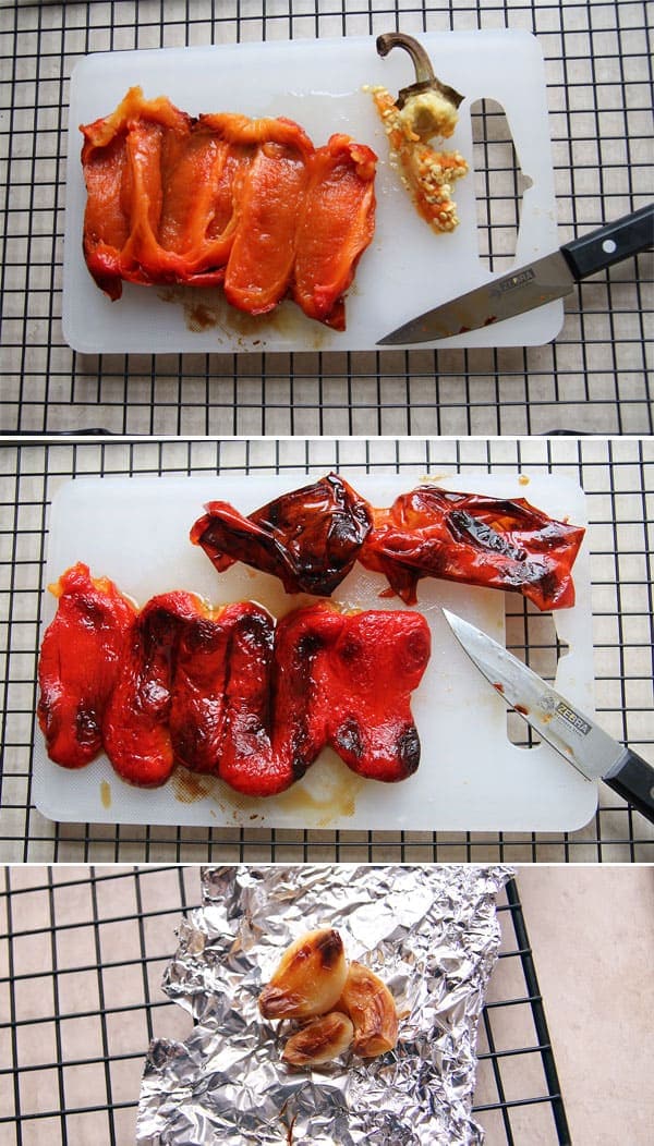Roasting Red Peppers and Garlic