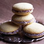 Alfajores cookies in small silver tray Recipe