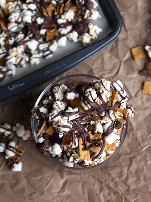 Bowl of S'mores Popcorn Munch