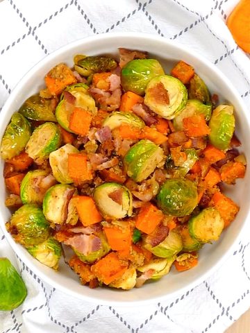 Roasted Brussels Sprouts and Sweet Potatoes
