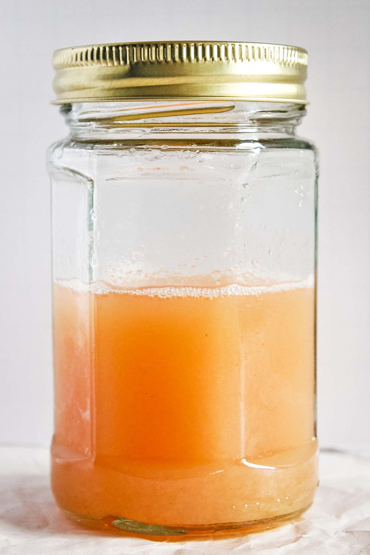 Rhubarb Simple Syrup in a jar