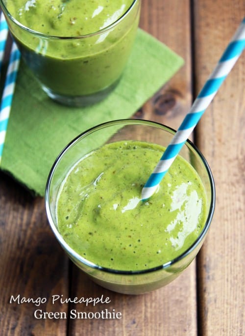 Healthy Mango Pineapple Green Smoothie - Leelalicious