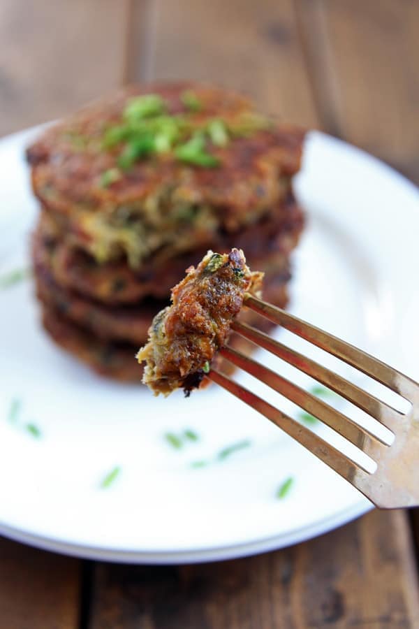 Forkful of Baked Zucchini Patties