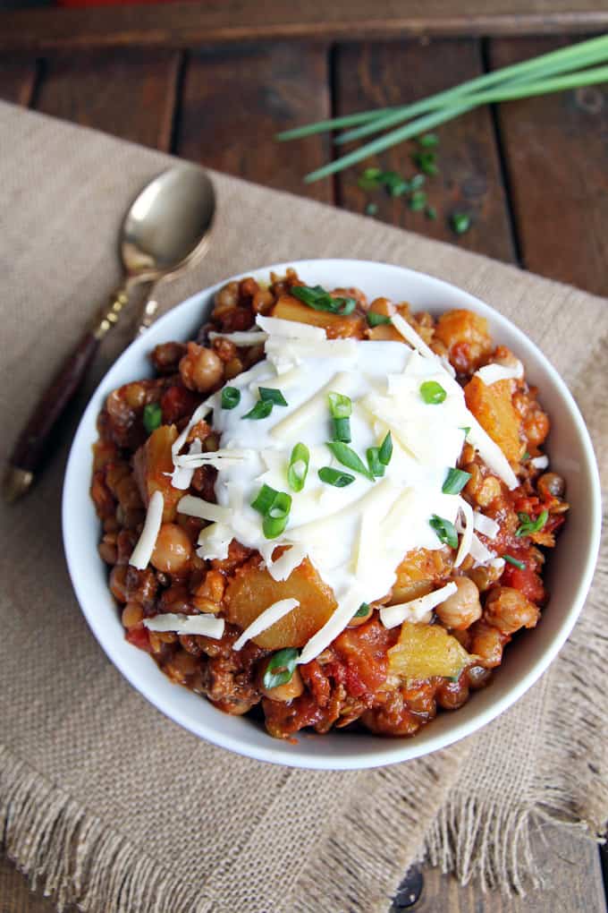 Slow Cooked Chickpea Lentil Chili