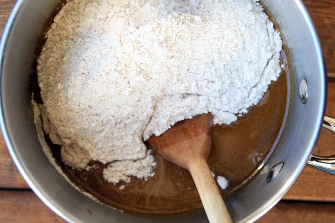 Stirring Flour into Gingerbread Dough