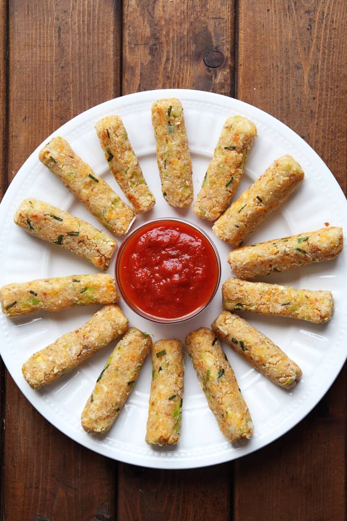Plated Baked Cheese Sticks