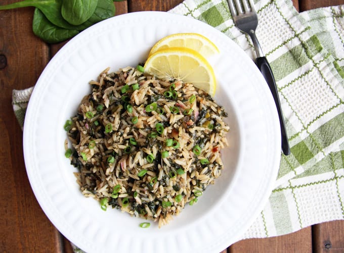 Spinach Greek Rice with Lemon