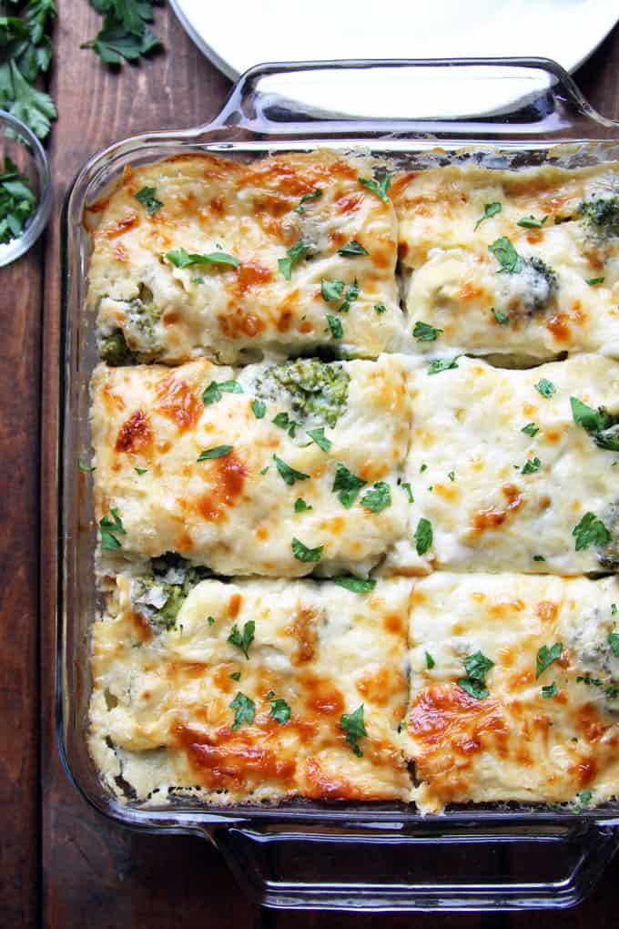 Baked Tortellini Cut into Squares