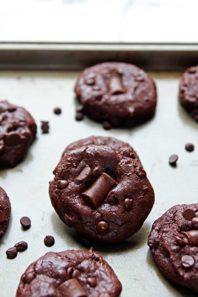 Chocolate Spelt Cookies On Tray