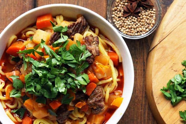 Lagman Recipe - Uzbek Beef Noodle Soup - Leelalicious