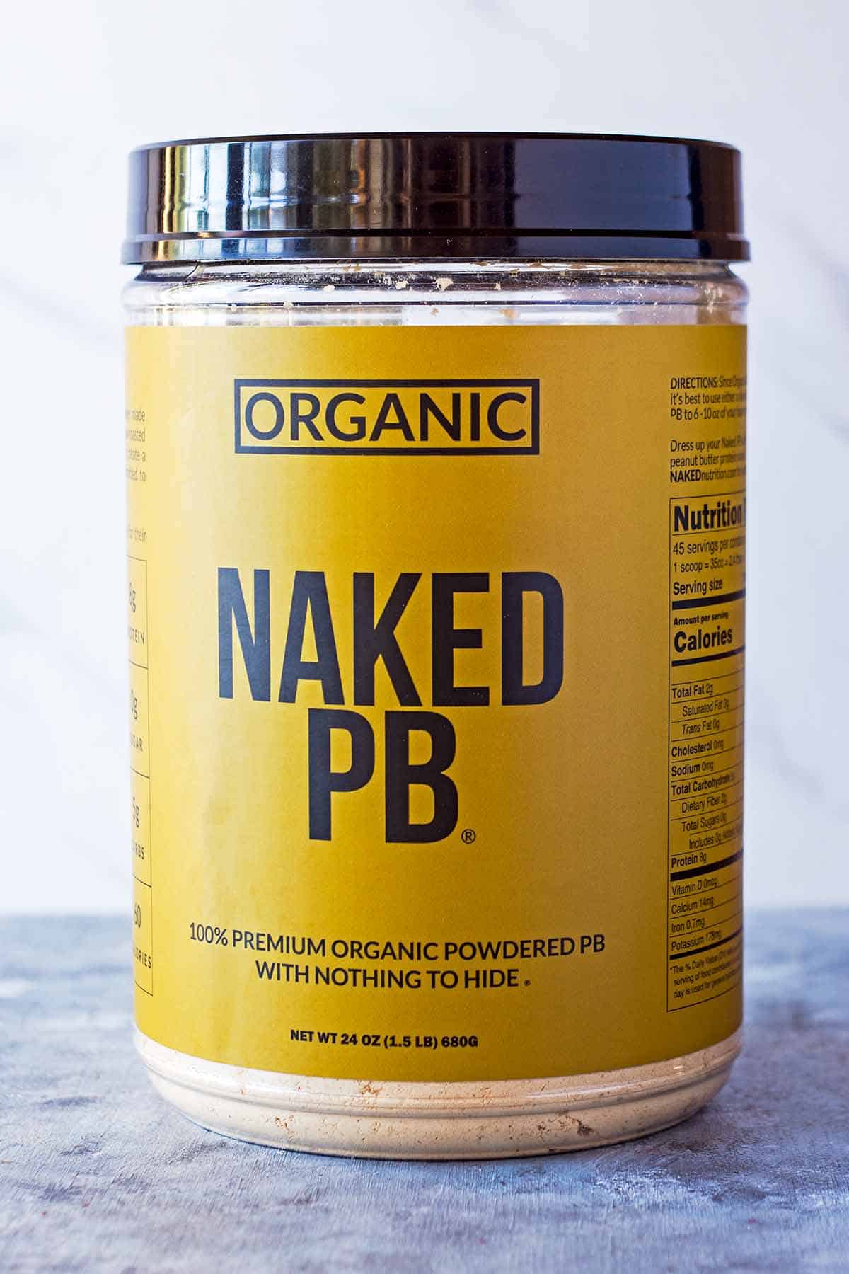naked pb peanut butter powder container