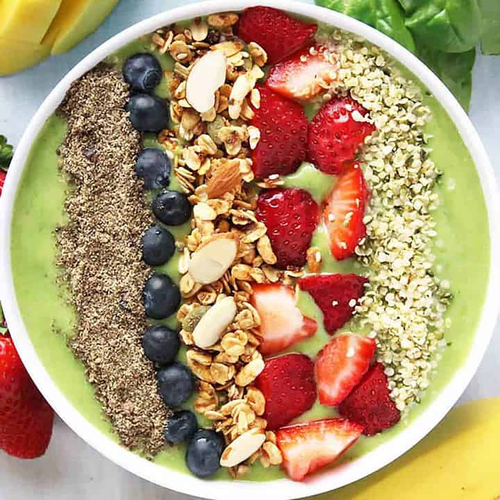 Healthy Tropical Green Smoothie Bowl - Leelalicious