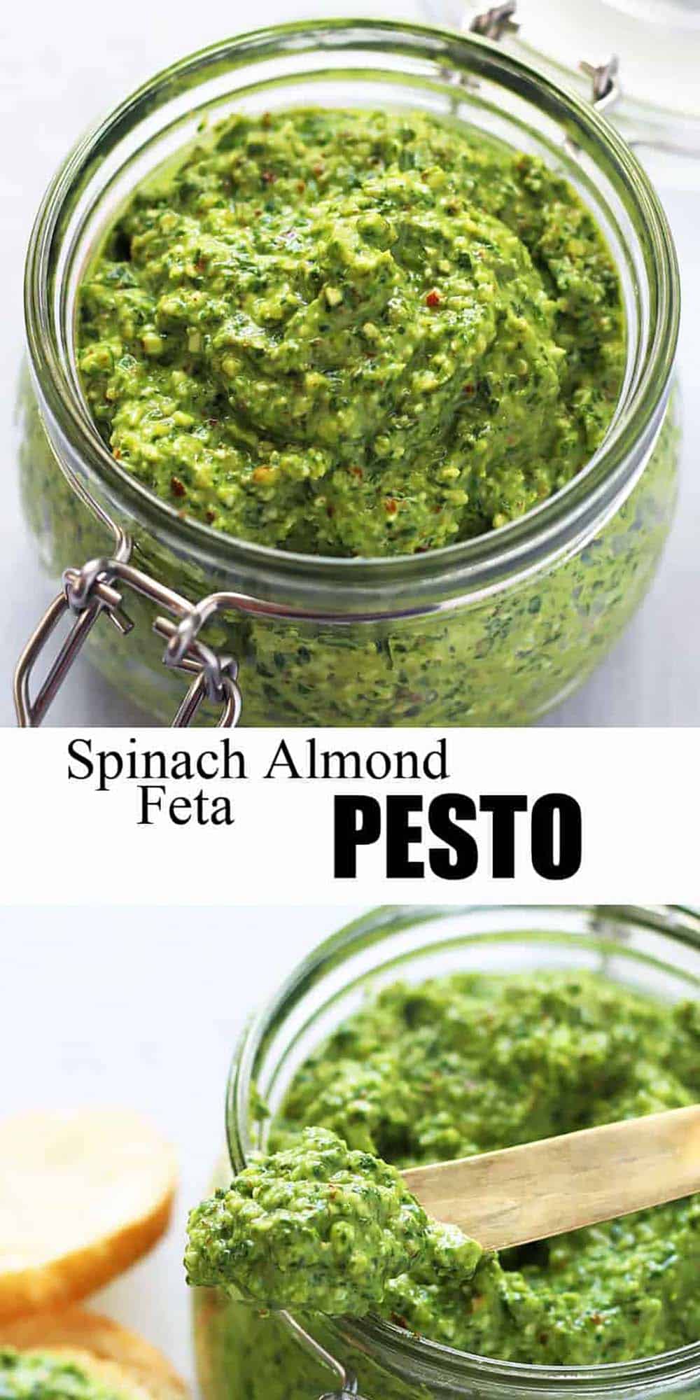 Spinach Pesto with Almonds and Feta