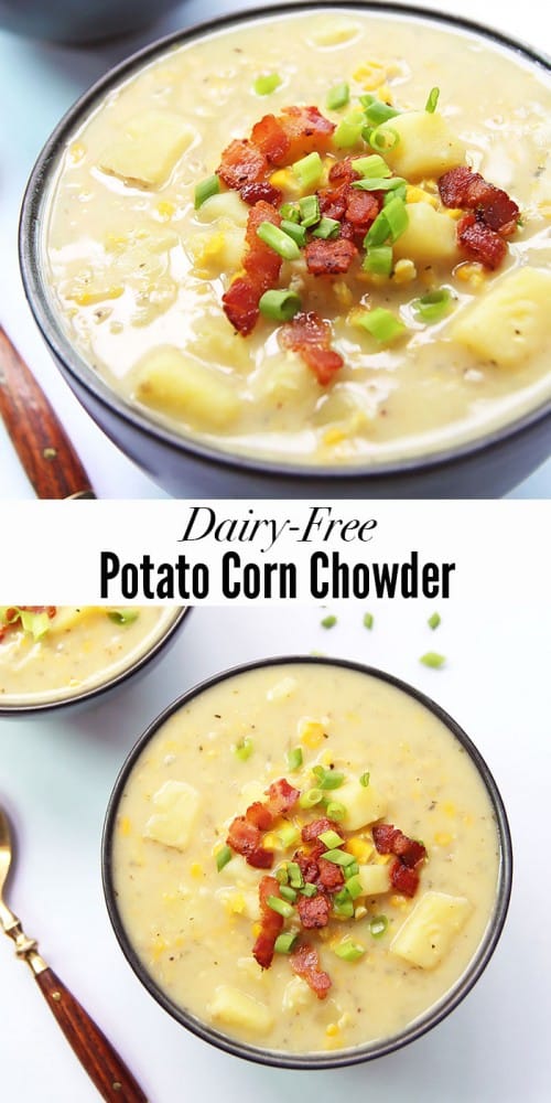 Potato Corn Chowder with Bacon Recipe (Instant Pot option) » LeelaLicious