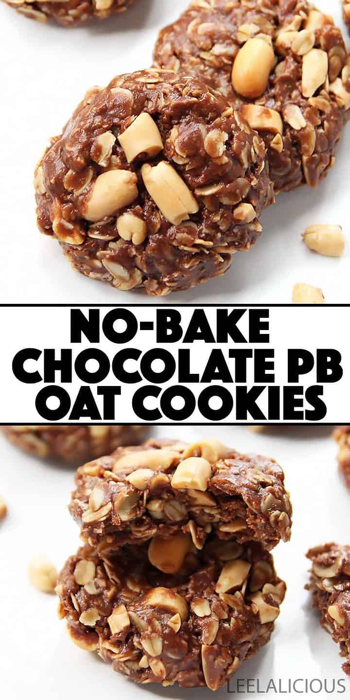 No Bake Chocolate Peanut Butter Oatmeal Cookies Recipe » LeelaLicious
