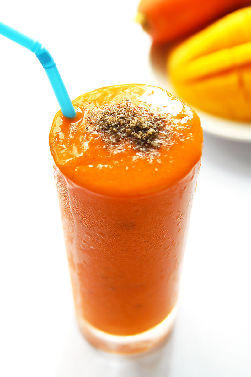 Carrot Smoothie with Blue Straw