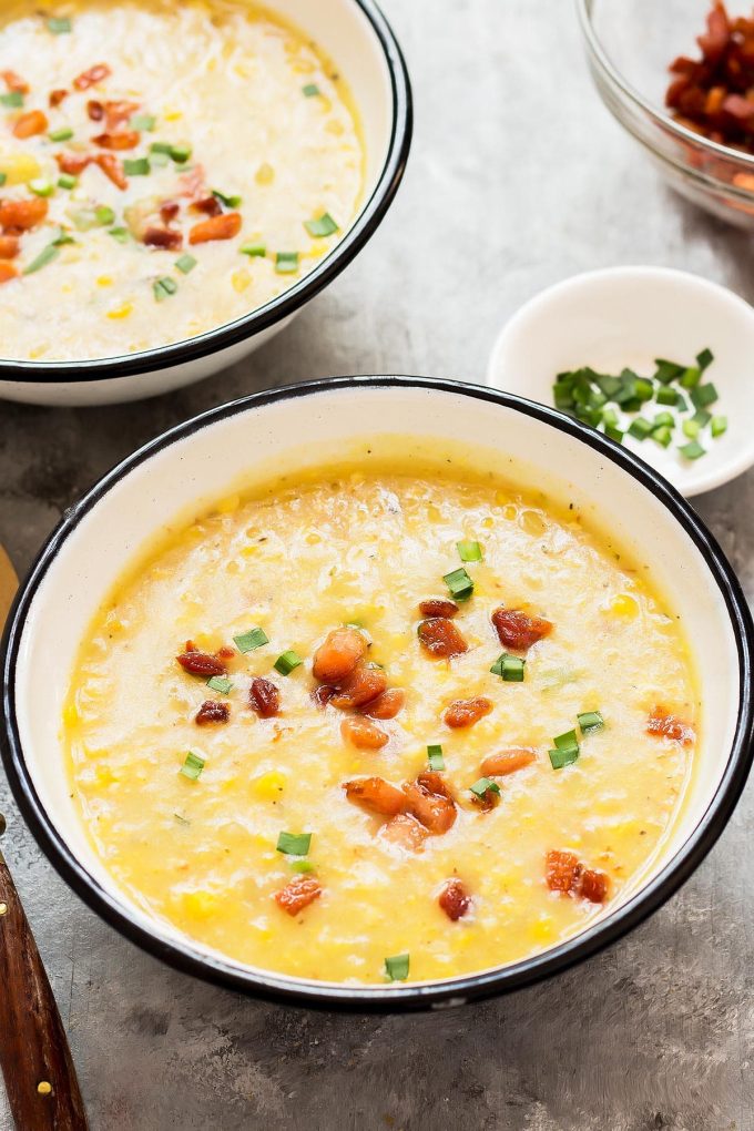 Potato Corn Chowder with Bacon Recipe (Instant Pot option) » LeelaLicious