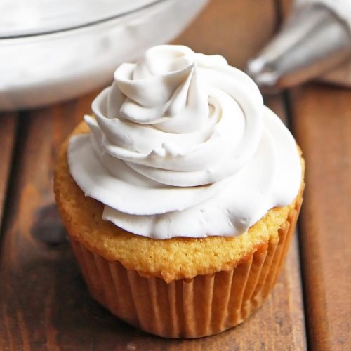 Coconut Whipped Cream on Cupcake