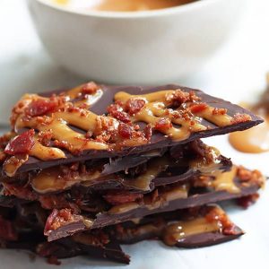 Bacon Dark Chocolate Bark with Salted Coconut Caramel - perfect for sweet & salty snack cravings alike