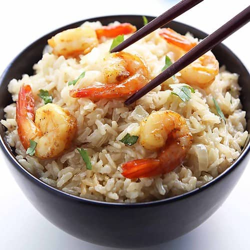Coconut Brown Rice with Curried Shrimp