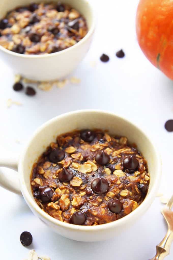 Pumpkin Chocolate Chip Oatmeal Mug Cookie