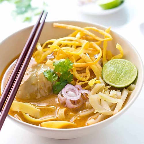 Easy Khao Soi - Thai Coconut Curry Soup with Egg Noodles