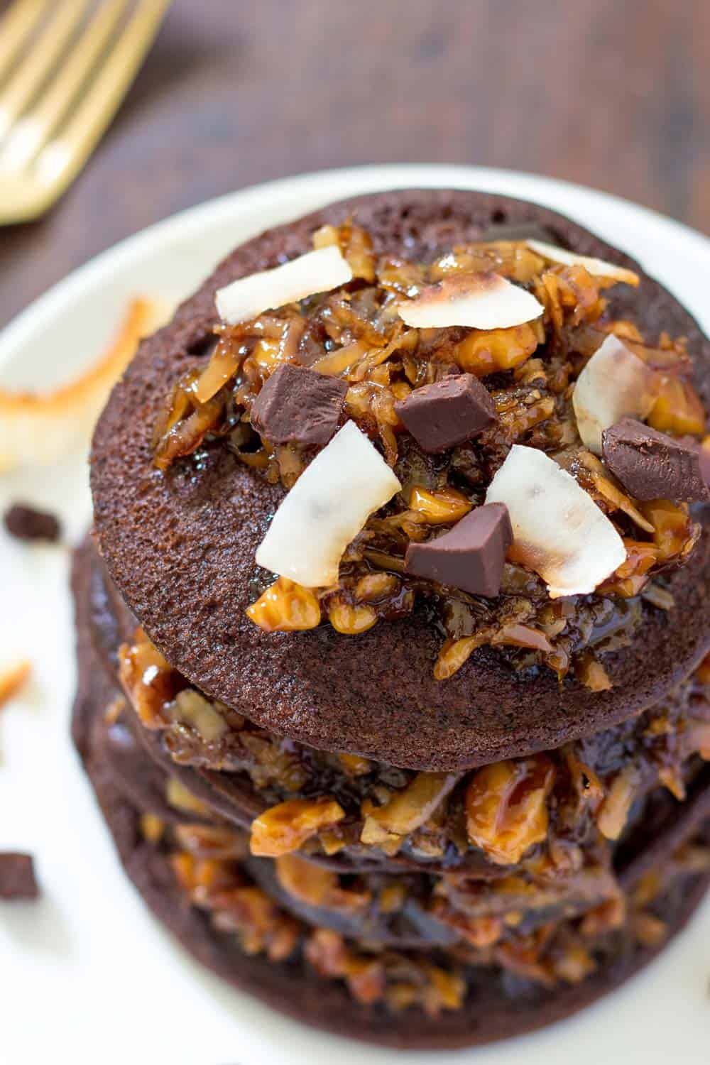 Chocolate Pancakes with Pecans
