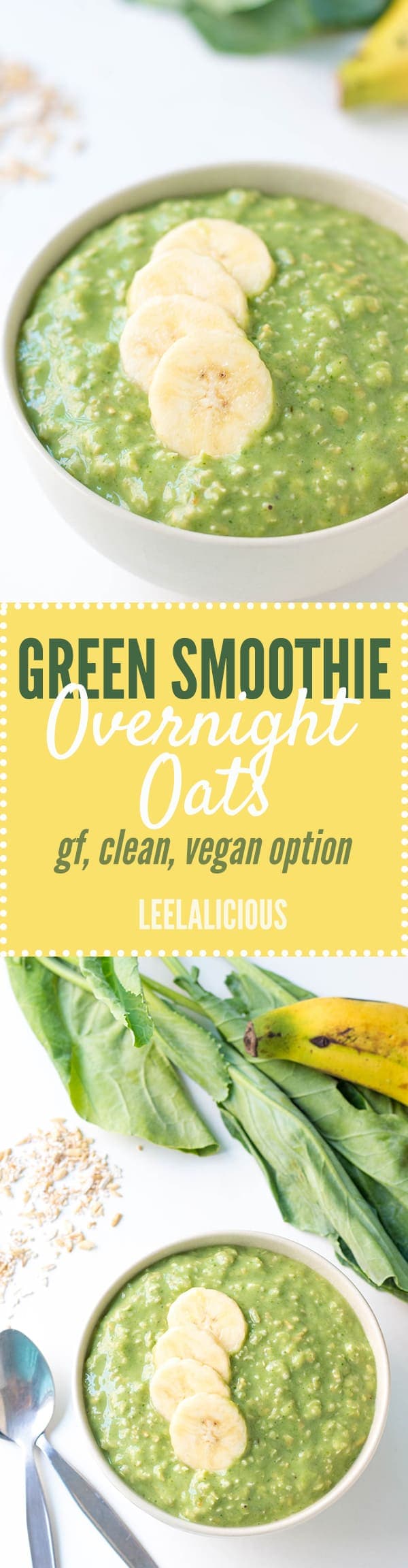 Can't decide whether to have a smoothie or oatmeal for breakfast? You don't have to with this green smoothie overnight oats recipe that allows you to have the best of both worlds. This healthy breakfast is gluten free, clean eating with vegan, dairy free option.