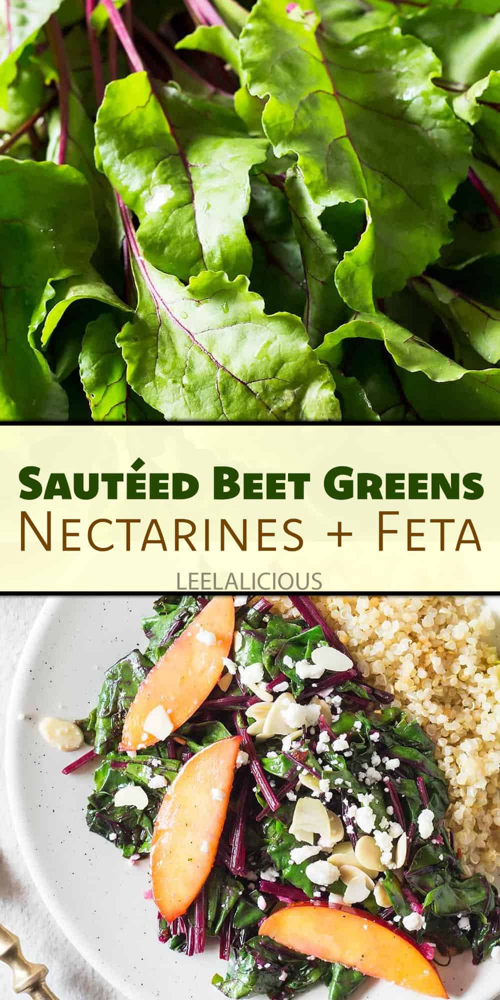 Sautéed Beet Greens with Nectarines + Feta